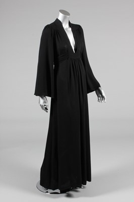 Lot 205 - A Ossie Clark black moss crepe gown, mid 1970s,...