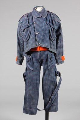 Lot 216 - A Vivienne Westwood blue and red chequered denim ensemble, probably Clint Eastwood collection, Autumn-Winter, 1984-85