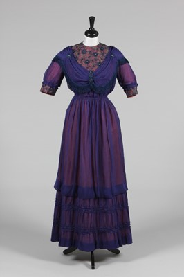 Lot 222 - A royal blue muslin evening gown circa 1918,...