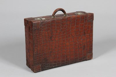 Lot 232 - A crocodile suitcase, 1930s, 61cm long;...