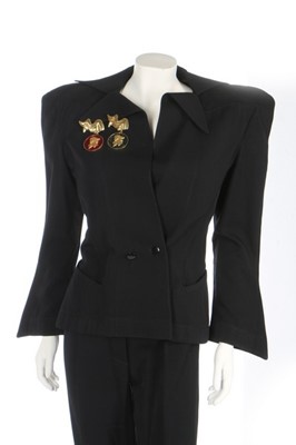 Lot 208 - A Thierry Mugler black wool ensemble,...