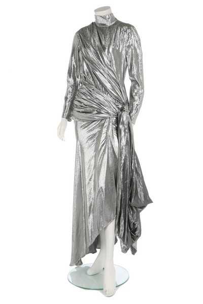 Lot 209 - A Thierry Mugler silver lamé evening gown,