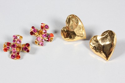 Lot 258 - Two pairs of Christian Lacroix earrings, 1980s,...