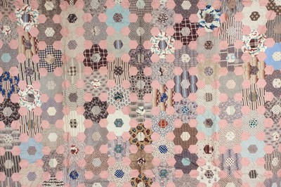 Lot 305 - An un-finished cotton mosaic patchwork...