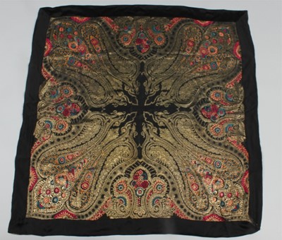 Lot 318 - A brocaded silk and lame shawl, French, circa...