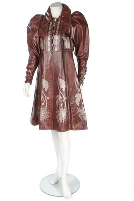 Lot 174 - A Bill Gibb brown leather coat, Autumn-Winter...