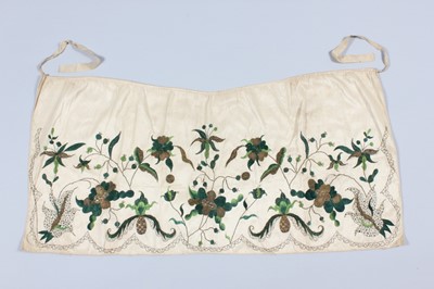 Lot 332 - An embroidered taffeta lady's apron, English,...