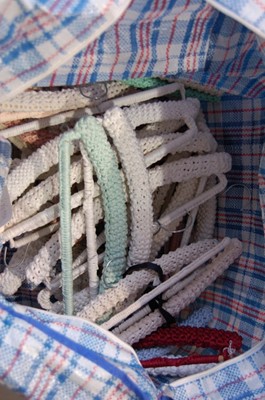 Lot 341 - A quantity of crochet covered hangers (qty)