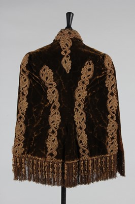 Lot 350 - An embossed moire-effect chocolate velvet...