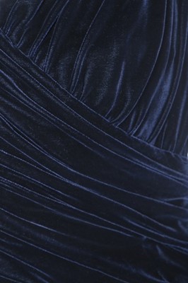 Lot 237 - Princess Diana's Victor Edelstein midnight-blue velvet evening gown