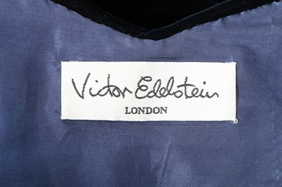 Lot 237 - Princess Diana's Victor Edelstein midnight-blue velvet evening gown