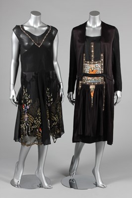 Lot 359 - A couture black crepe de chine dinner dress,...