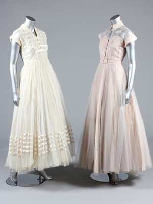 Lot 384 - Two bridal gowns, mid 1950s, comprising: tulle...