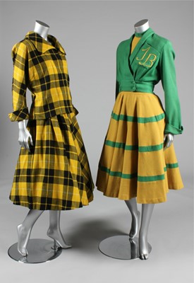 Lot 385 - A green and yellow wool cheerleader's outfit,...