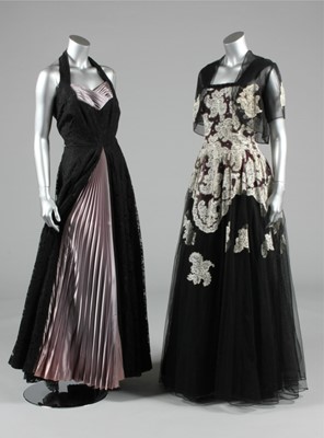 Lot 387 - A black and white lace ball gown with matching...