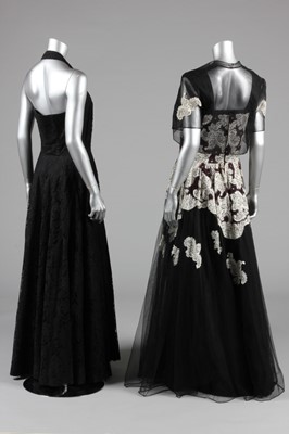 Lot 387 - A black and white lace ball gown with matching...