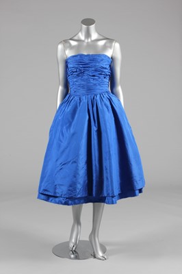 Lot 389 - A Jean Desses royal-blue taffeta cocktail...