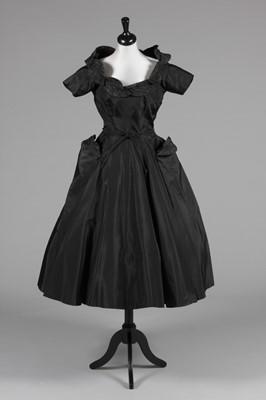 Lot 29 - A Ceil Chapman black taffeta dance dress, mid...