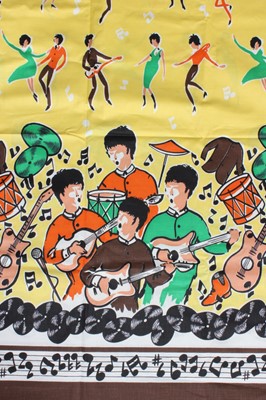 Lot 394 - A panel of printed cotton Beatles fabric, mid...