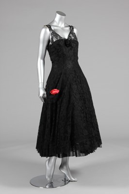 Lot 400 - A Harrods black lace dance dress, circa 1955-8,...