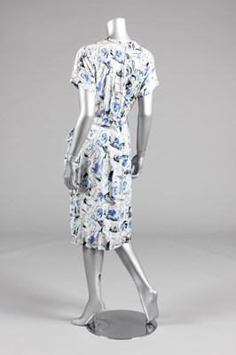Lot 403 - A 'Renoir' print day dress, late 1940s, with...