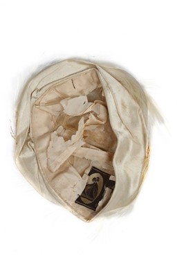 Lot 182 - A Jeanne Lanvin ivory satin and feather hat,...