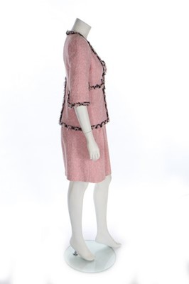 Lot 38 - A Chanel pink cotton-tweed ensemble,...