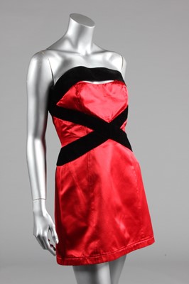 Lot 421 - A Thierry Mugler red satin cocktail dress,...