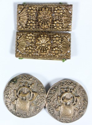 Lot 432 - Two folders of assorted buckles, mainly...