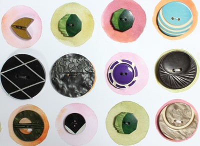 Lot 435 - A large group of wooden and celluloid buttons,...