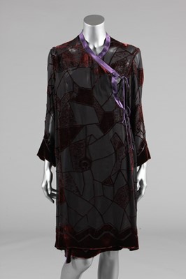 Lot 456 - A Zandra Rhodes burgundy and black cut...