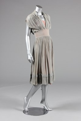 Lot 40 - A Ceil Chapman pale grey pleated chiffon dress,...