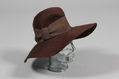 Lot 181 - A Biba brown felt broad brimmed hat, mid 1970s,...